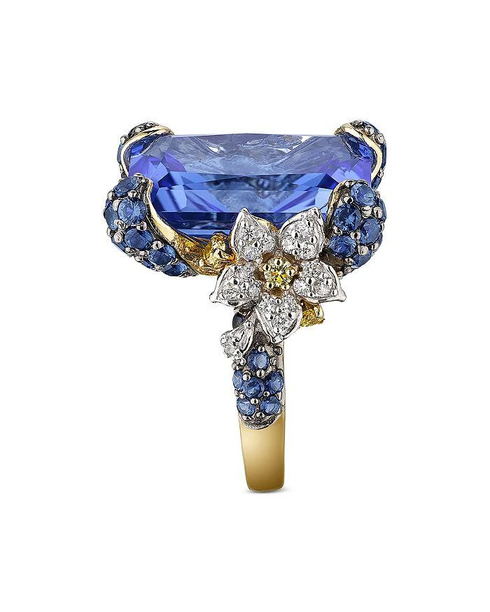 商品Anabela Chan|18K Yellow Gold Plated Sterling Silver English Garden Simulated Blue Sapphire & Simulated Diamond Cinderella Ring,价格¥10024,第3张图片详细描述
