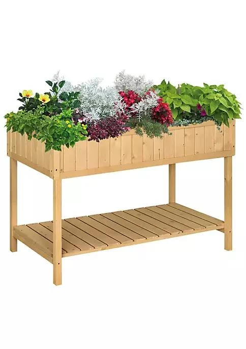 商品Outsunny|Wooden Raised Garden Bed With 8 Slots Elevated Planter Box Stand With Open Shelf For Limited Garden Space To Grow Herbs Vegetables And Flowers,价格¥1121,第2张图片详细描述