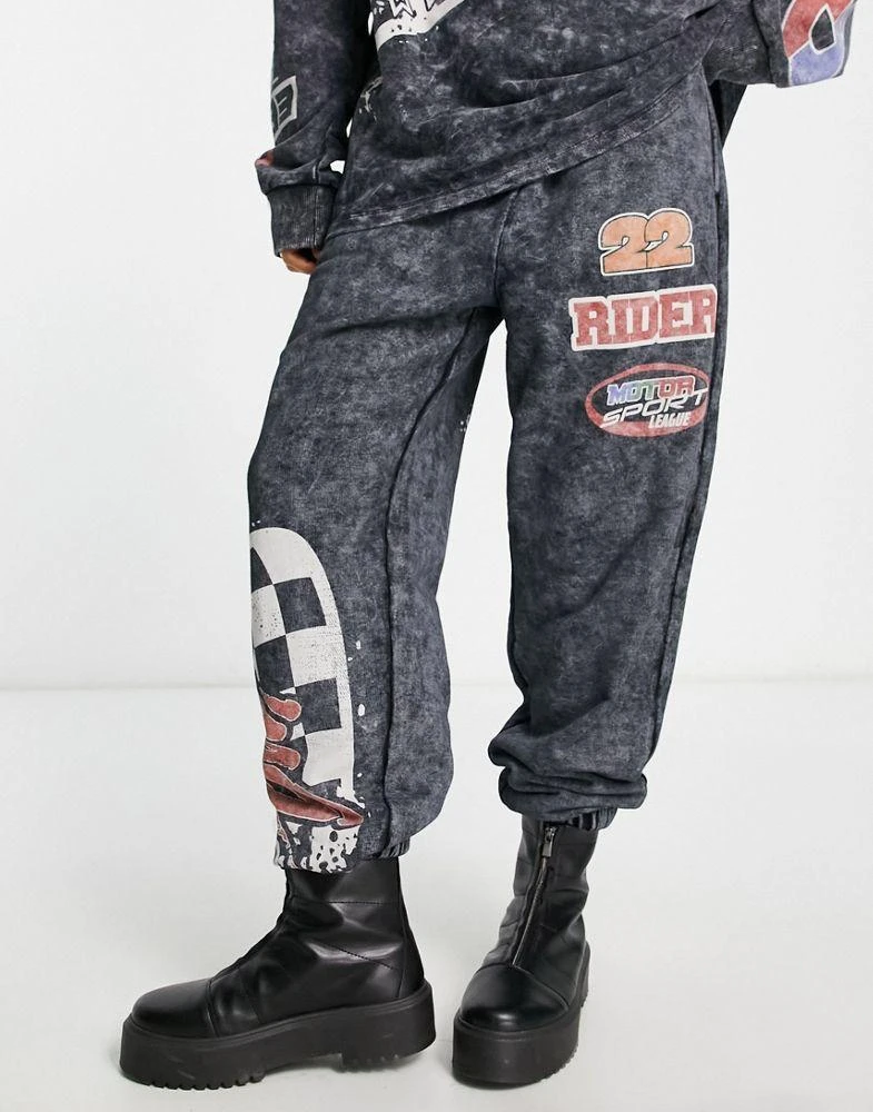 商品ASOS|ASOS DESIGN motocross graphic jogger co-ord in washed grey,价格¥202,第3张图片详细描述