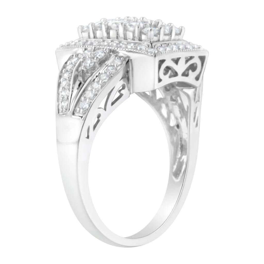 商品Haus of Brilliance|10K White Gold 1.0 Cttw Diamond Rectangular Cushion Shaped Cluster Halo Flared Band Cocktail Fashion Ring,价格¥12714,第4张图片详细描述