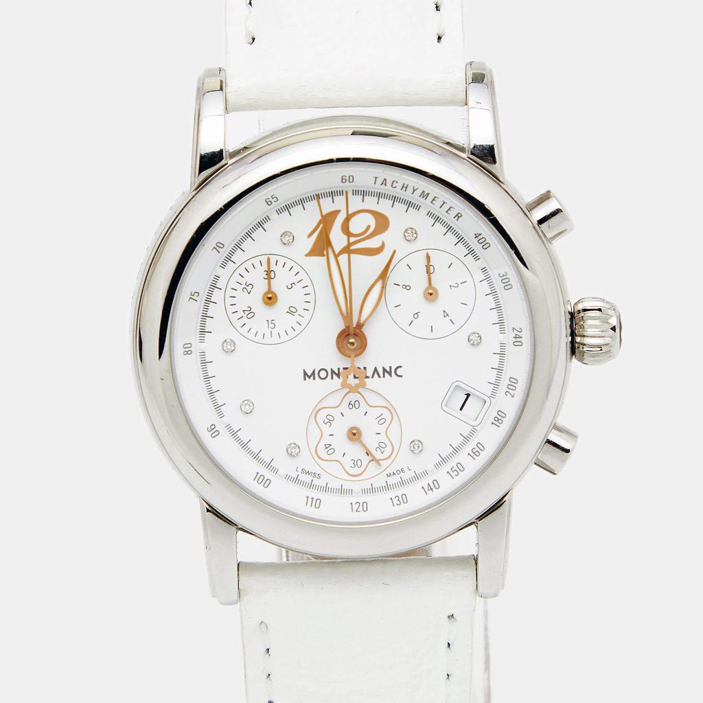 Montblanc White Stainless Steel Leather Mini Star 7039 Women's Wristwatch 32 mm商品第3张图片规格展示