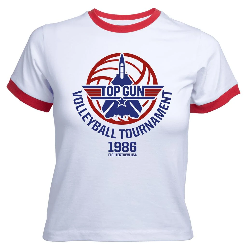 商品Top Gun|Top Gun Volleyball Tournament Women's Cropped Ringer T-Shirt - White Red,价格¥171,第1张图片