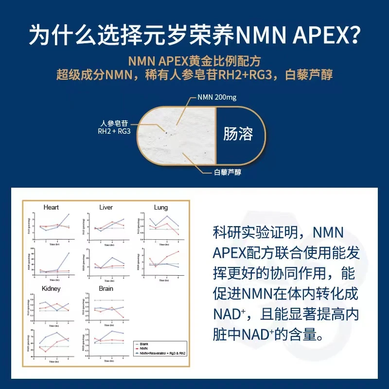 元岁荣养 NMN APEX 12000 99%+(ESSENCE)精粹版 NMN肠溶胶囊60粒  商品