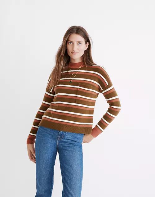 Redmond Mockneck Pocket Sweater in Stripe商品第2张图片规格展示