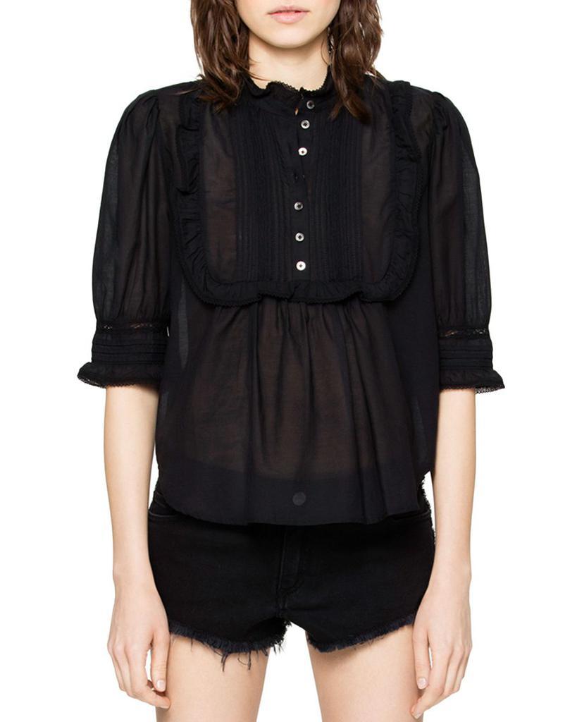 商品Zadig&Voltaire|Tix Lace-Trim Top,价格¥1409,第1张图片