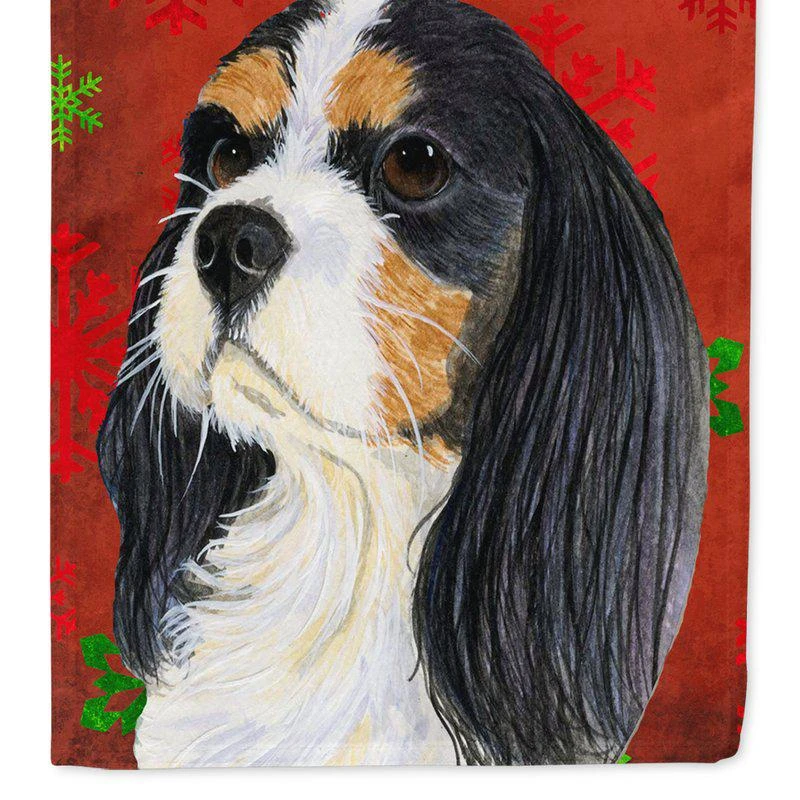 商品Caroline's Treasures|Cavalier Spaniel Red And Green Snowflakes Holiday Christmas Garden Flag 2-Sided 2-Ply,价格¥136,第1张图片