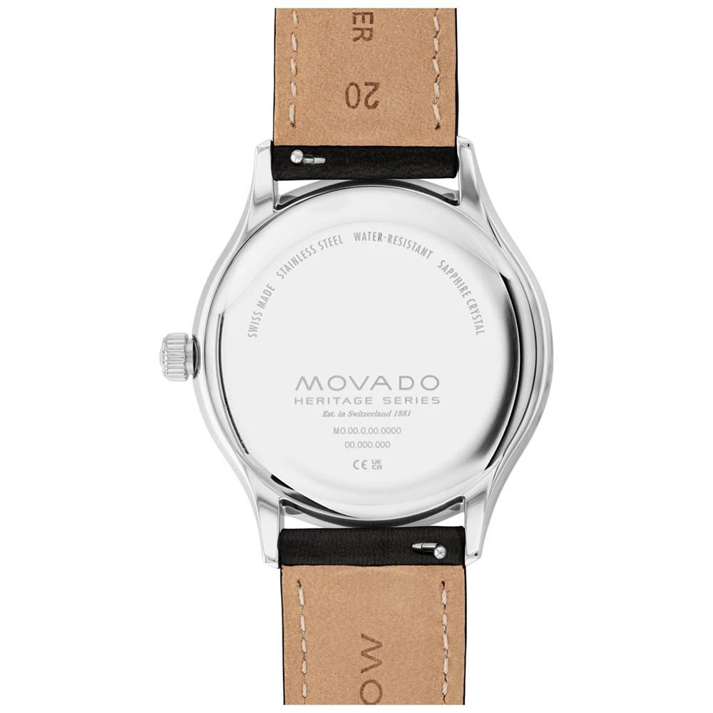 商品Movado|Men's Heritage Calendoplan Swiss Quartz Black Genuine Leather Strap Watch 40mm,价格¥3622,第3张图片详细描述