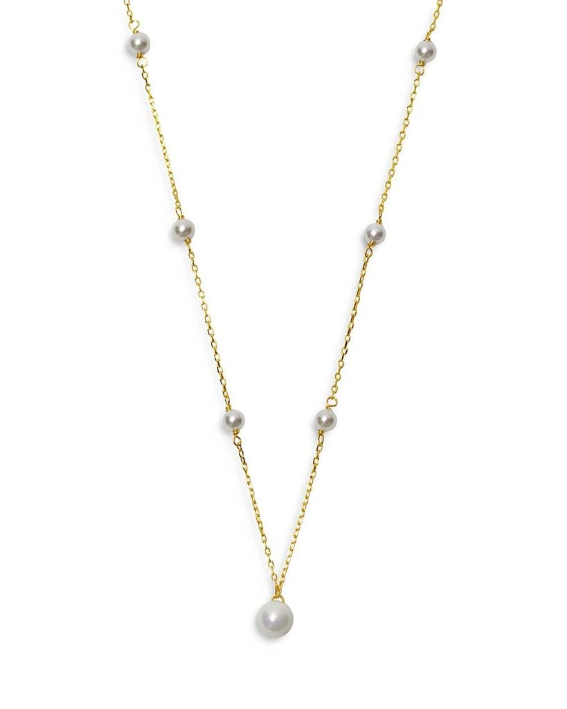 商品Argento Vivo|Cultured Freshwater Pearl Station Pendant Necklace in 18K Gold Plated Sterling Silver, 16"-18",价格¥585,第1张图片详细描述