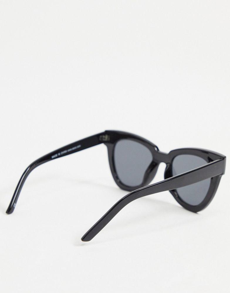 ASOS DESIGN frame chunky flare cat eye sunglasses in shiny black - BLACK商品第2张图片规格展示
