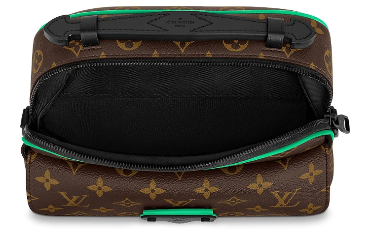 商品[国内直发] Louis Vuitton|S-Lock Messenger 经典老花帅气轻便拉链开合 涂层帆布拼牛皮 邮差包单肩斜挎包 常规 男款 棕色/绿色,价格¥24856,第5张图片详细描述