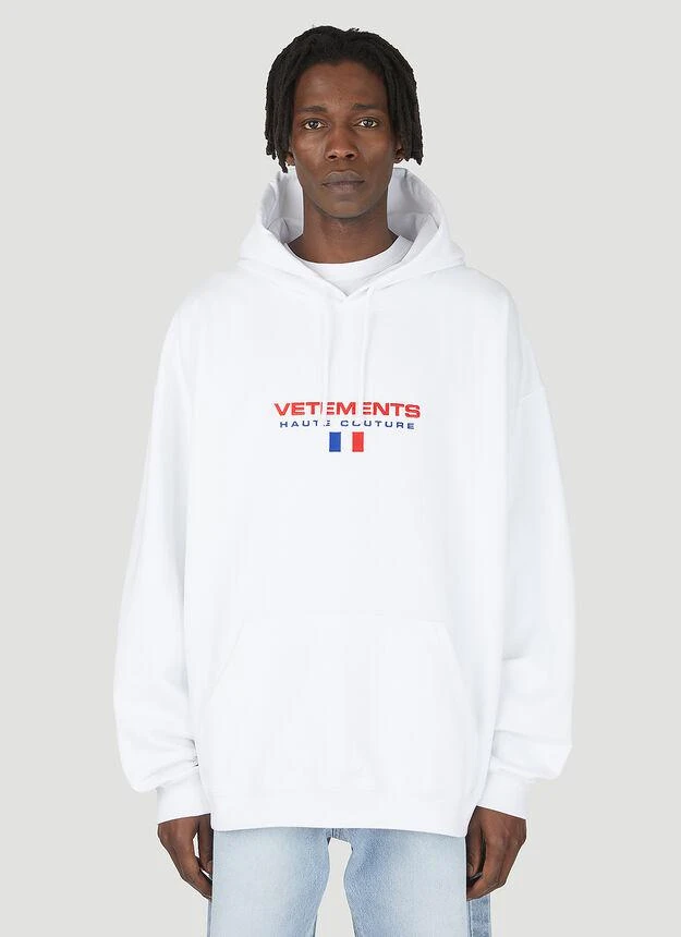 商品Vetements|Haute Couture Logo Hooded Sweatshirt in White,价格¥3306,第1张图片