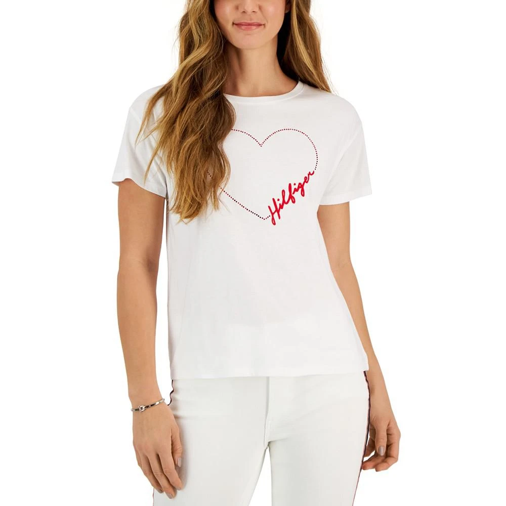 商品Tommy Hilfiger|Women's Signature Heart-Graphic T-Shirt,价格¥112,第1张图片