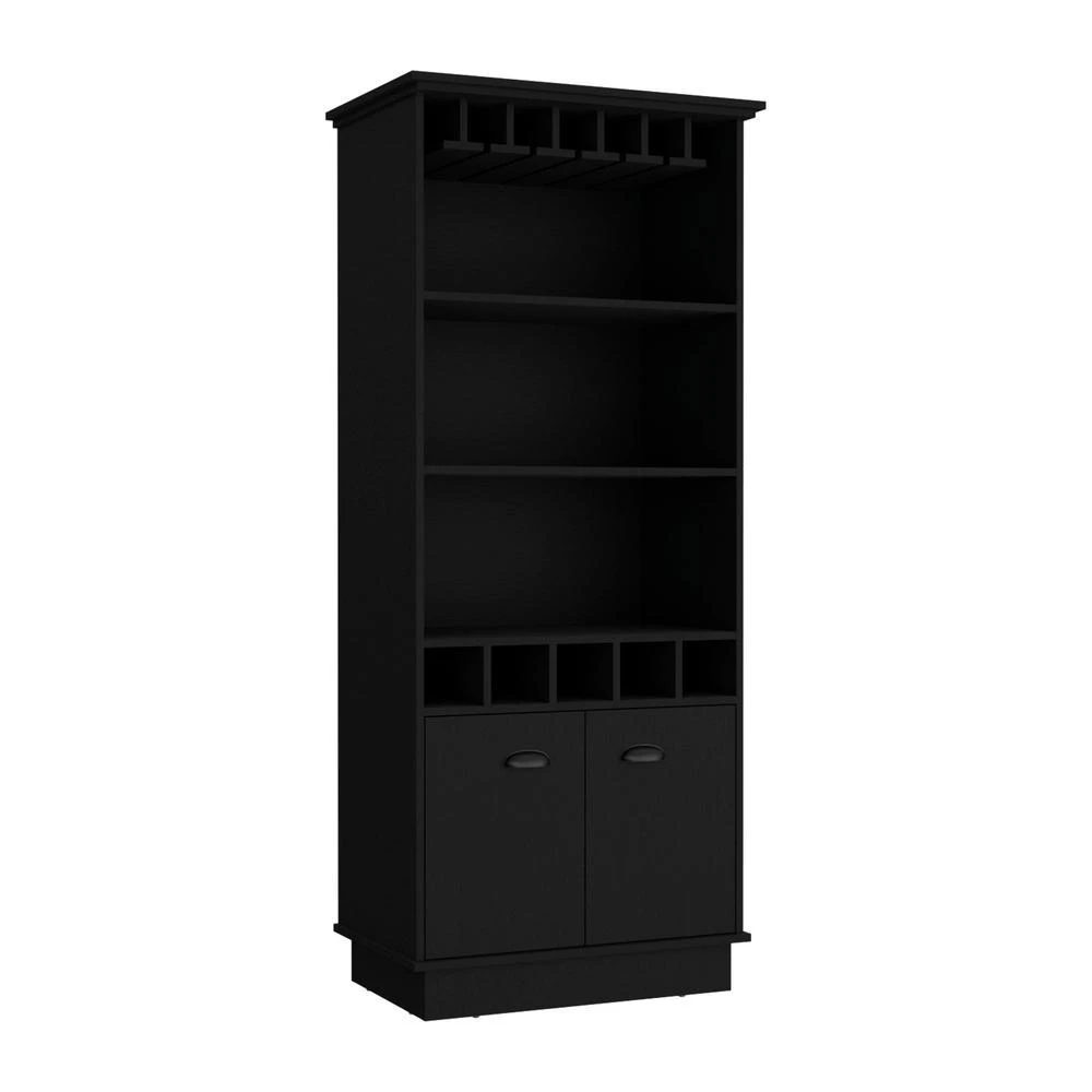 商品Depot E-Shop|Bar Cabinet with Wine Rack, three Open Storage Shelves and One Cabinet,Black,价格¥3066,第1张图片