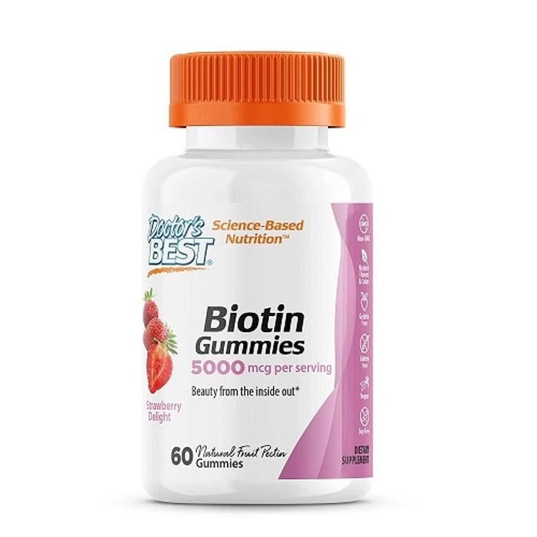 商品Doctors Best Vitamins|Doctors Best Biotin Strawberry Delight 5000 mcg Gummies, 60 Ea,价格¥66,第1张图片