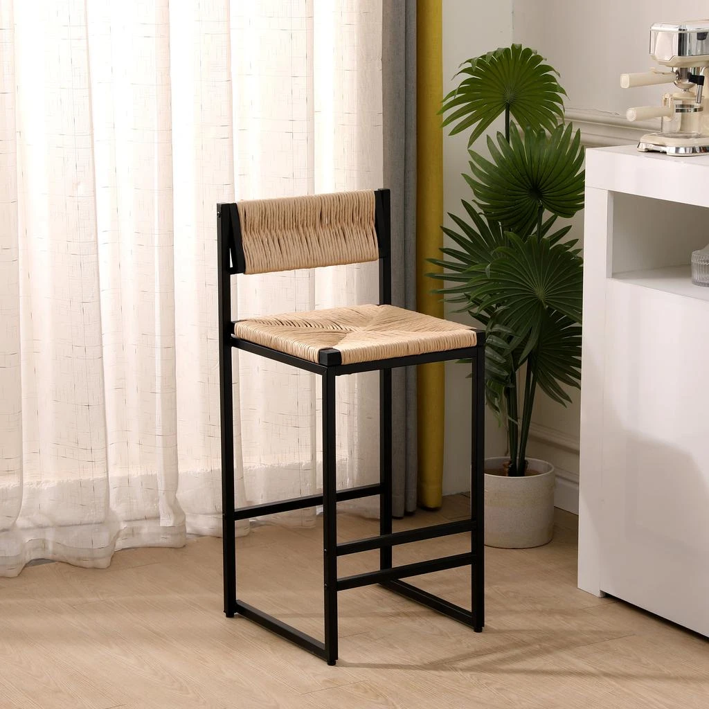 商品Streamdale Furniture|Streamdale 2 Honey Bar Stools & Dining Chairs Set,价格¥1482,第4张图片详细描述