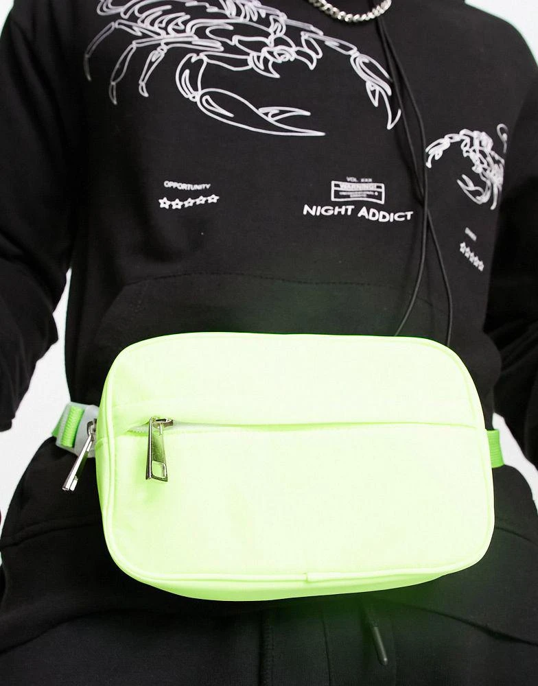 商品ASOS|ASOS DESIGN cross body bum bag with zip pouch in neon green,价格¥112,第2张图片详细描述