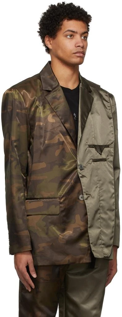 商品Feng Chen Wang|Khaki & Brown Camouflage Paneled Blazer,价格¥2431,第2张图片详细描述