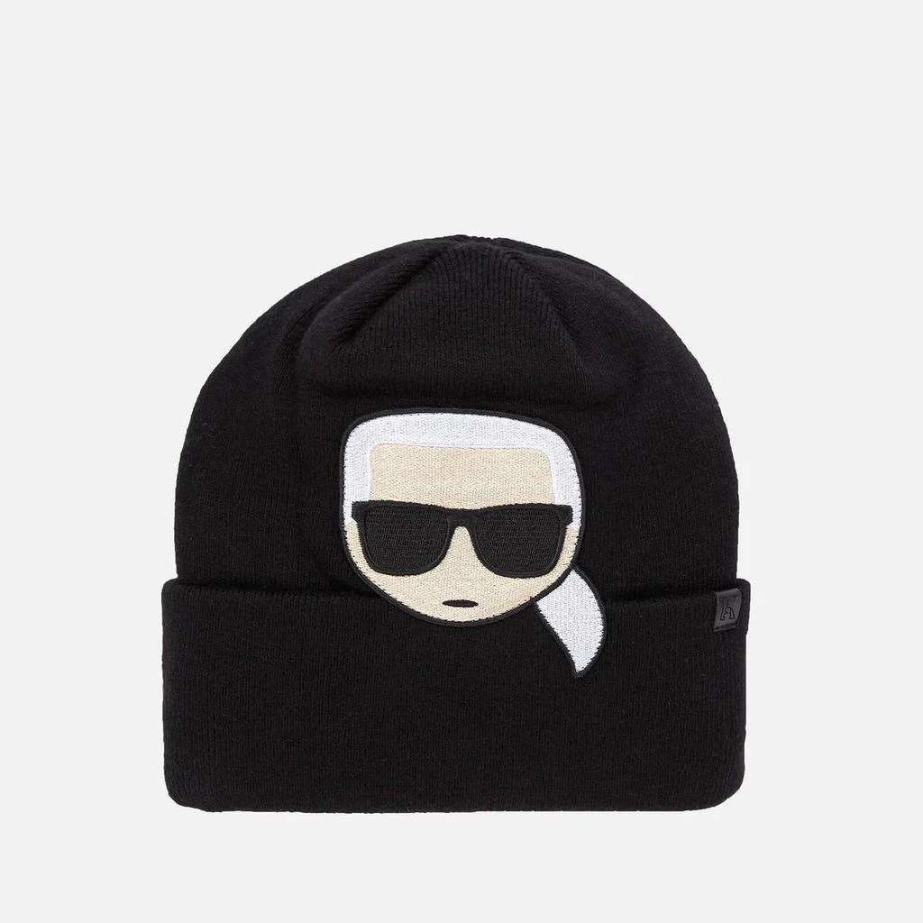 商品Karl Lagerfeld Paris|Karl Lagerfeld Women's K/Ikonik Embroidery Beanie - Black,价格¥325,第1张图片