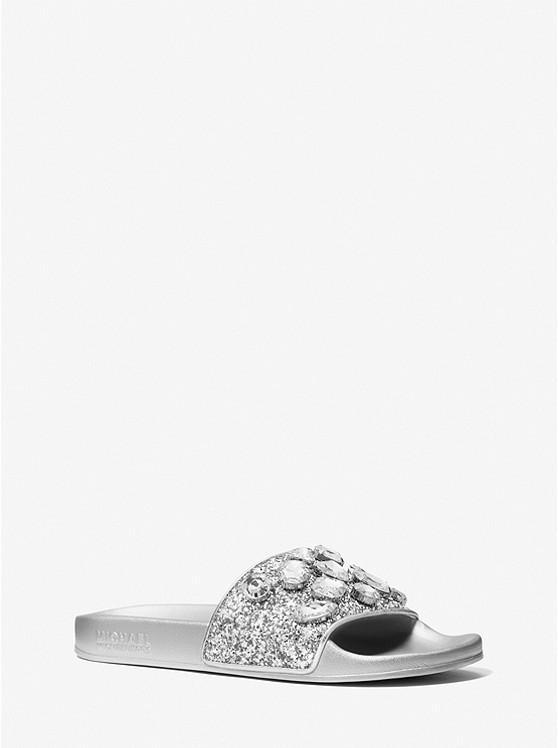商品Michael Kors|Gilmore Jewel Embellished Glitter Slide Sandal,价格¥437,第1张图片