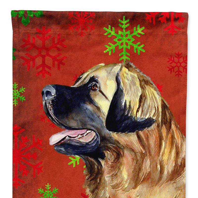 商品Caroline's Treasures|28 x 40 in. Polyester Leonberger Red and Green Snowflakes Holiday Christmas Flag Canvas House Size 2-Sided Heavyweight,价格¥325,第1张图片