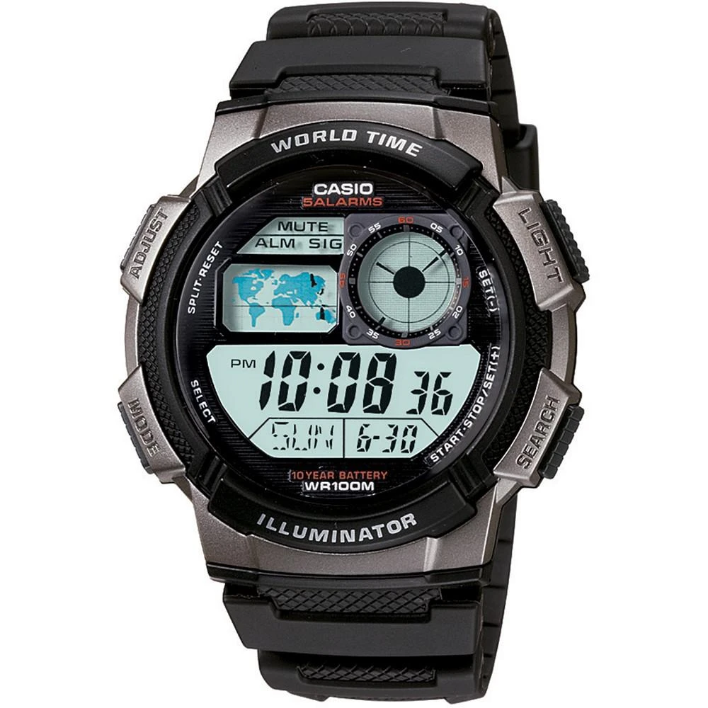 商品Casio|Men's Digital Black Resin Strap Watch 43.7mm,价格¥300,第1张图片