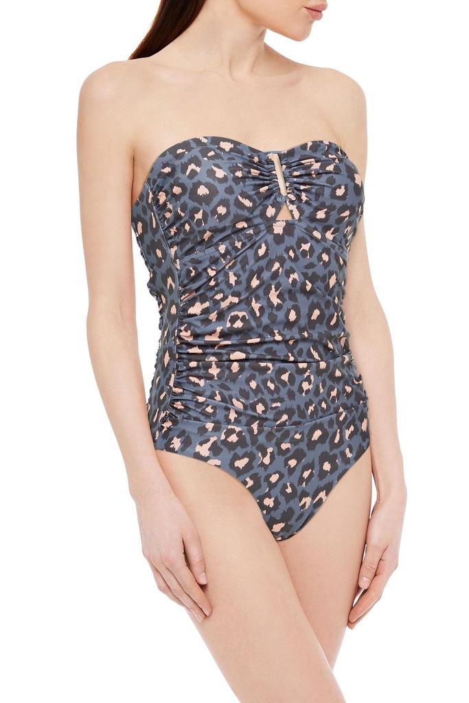 Separates Rectangle Link ruched leopard-print bandeau swimsuit商品第2张图片规格展示