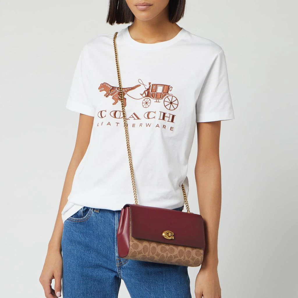 商品Coach|Coach Women's Coated Canvas Signature Cam Chain Crossbody Clutch - Tan Deep Red,价格¥2012,第3张图片详细描述