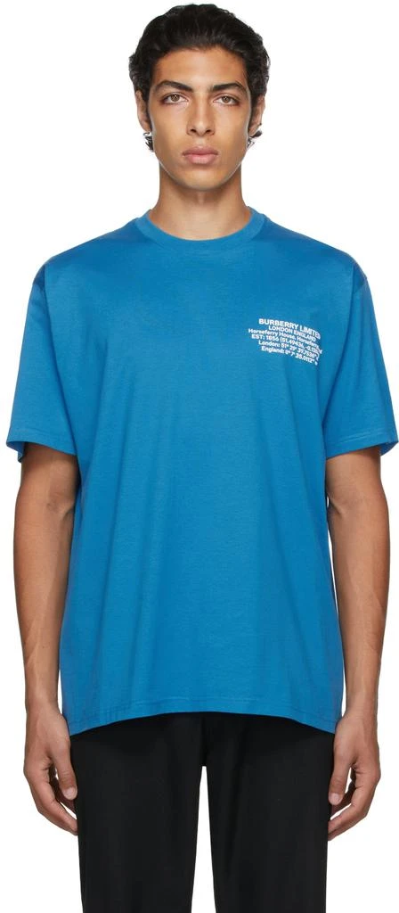 商品Burberry|蓝色 Location Print Oversized T 恤,价格¥4063,第1张图片