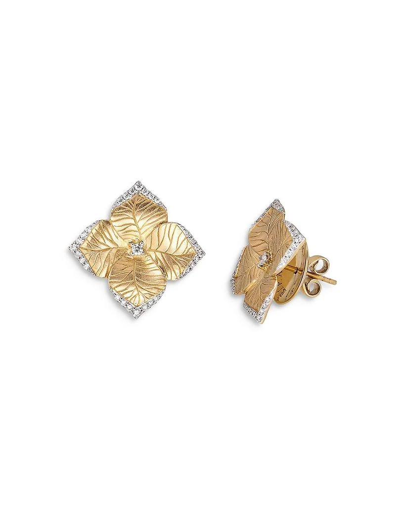 18K Yellow Gold Large Oro Fiore Earrings with Diamonds, 0.42 ct. t.w. 商品