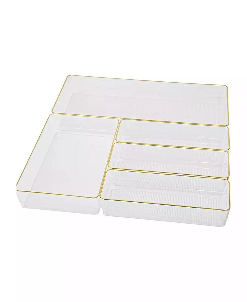 商品Martha Stewart|Kerry Plastic Stackable Office Desk Drawer Organizers, Various Sizes, 5 Compartments,价格¥216,第1张图片