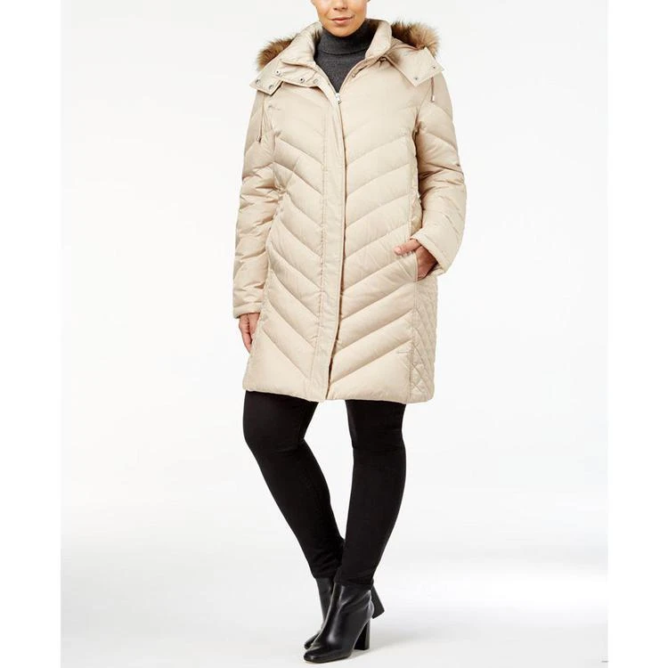 商品Kenneth Cole|Plus Size Faux-Fur-Trim Quilted Down Coat,价格¥749,第1张图片