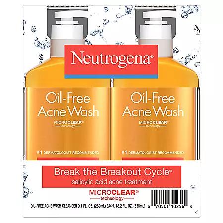 Neutrogena Oil-Free Acne Face Wash (9.1 fl. oz., 2 pk.)商品第1张图片规格展示