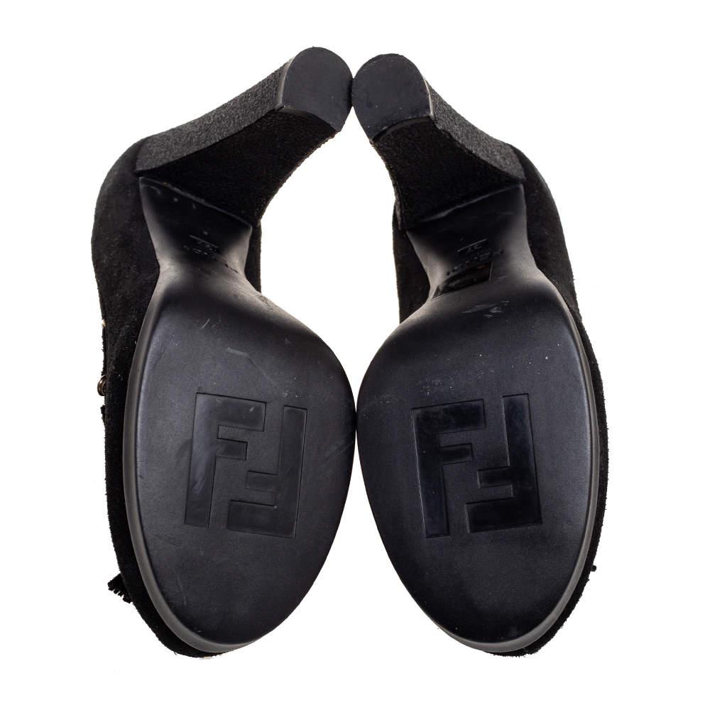 Fendi Black Suede Tassel Detail Loafer Pumps Size 37商品第6张图片规格展示