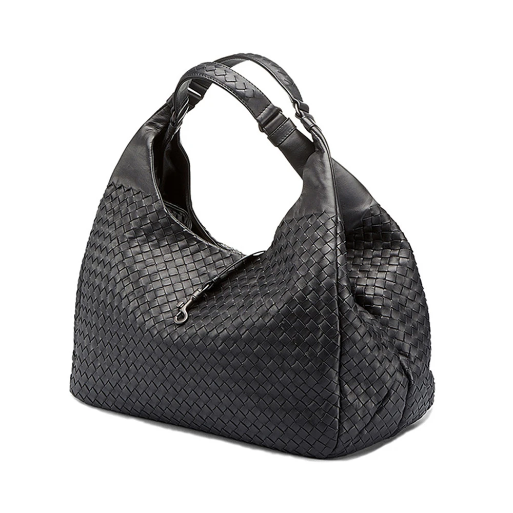 Bottega Veneta 葆蝶家 女款黑色手工编织小羊皮单肩手提包 124864-V0016-8175 商品