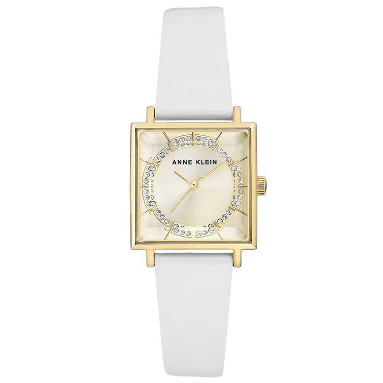 商品Anne Klein|Women's White Leather Strap Watch 26x26mm,价格¥361,第1张图片