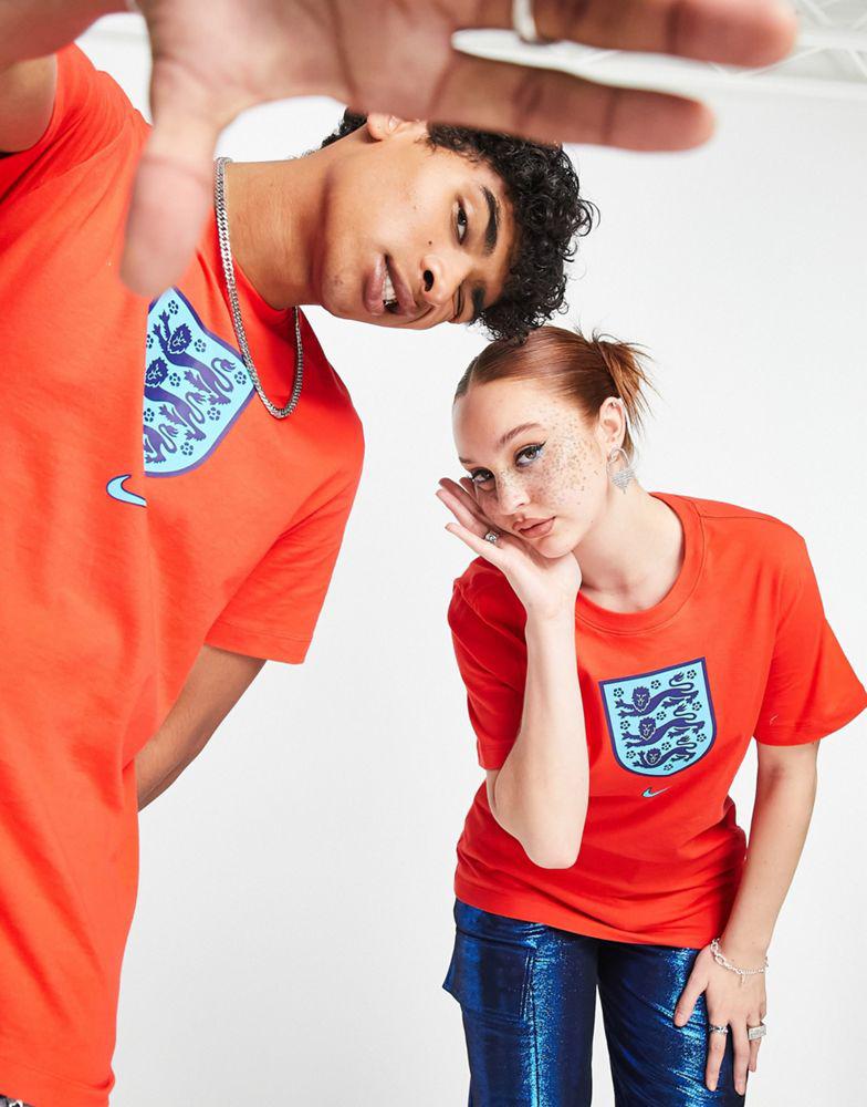 Nike Football World Cup 2022 England unisex crest t-shirt in red商品第1张图片规格展示