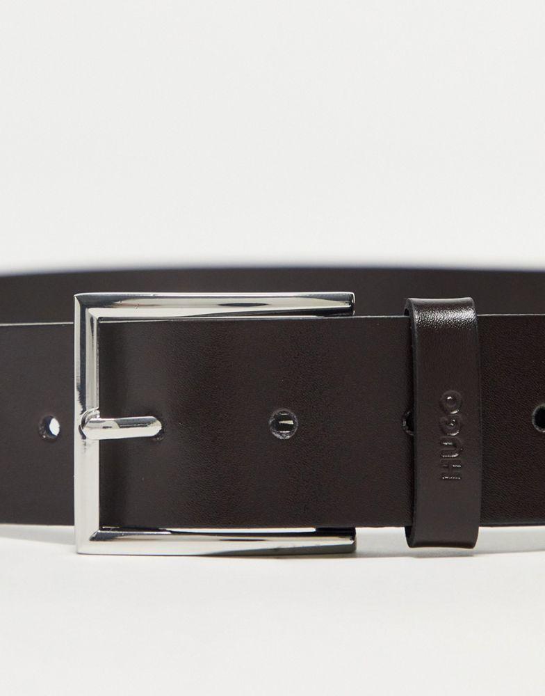 HUGO Giaspo leather belt in dark brown商品第3张图片规格展示