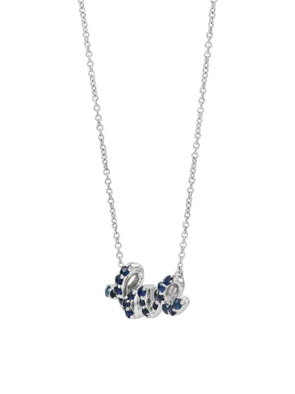 商品Saks Fifth Avenue|14K White Gold & Sapphire Love Pendant Necklace,价格¥2660,第2张图片详细描述