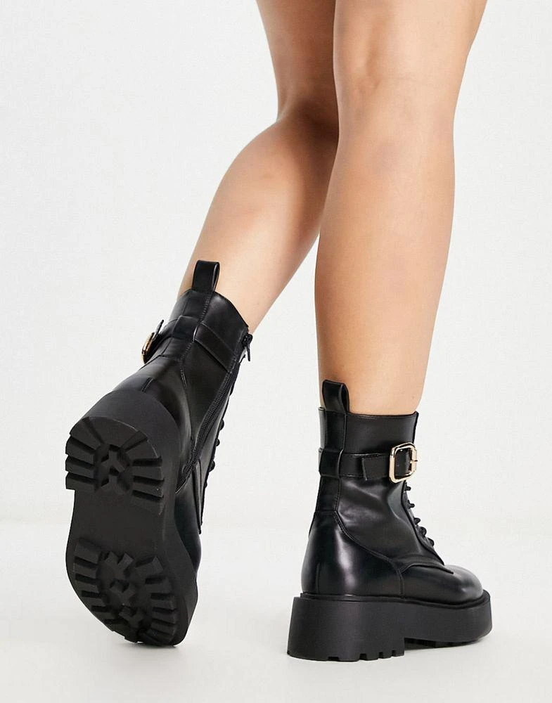 商品ASOS|ASOS DESIGN Wide Fit Alix chunky lace up ankle boots in black,价格¥316,第3张图片详细描述