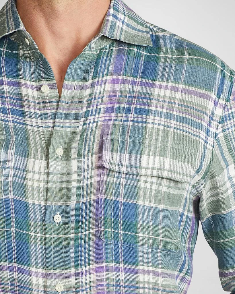 商品Ralph Lauren|Men's Serengeti Linen Check Sport Shirt,价格¥949,第5张图片详细描述