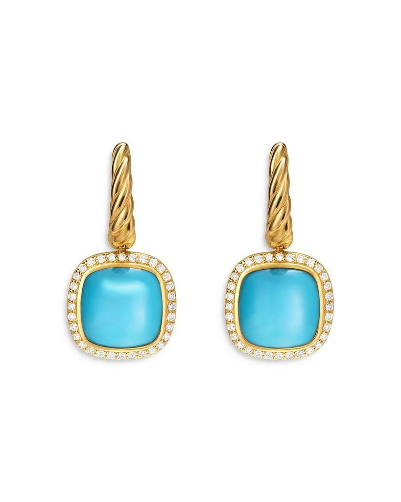 商品David Yurman|Albion® Drop Earrings in 18K Yellow Gold with Turquoise and Diamonds, 10mm,价格¥27226,第1张图片