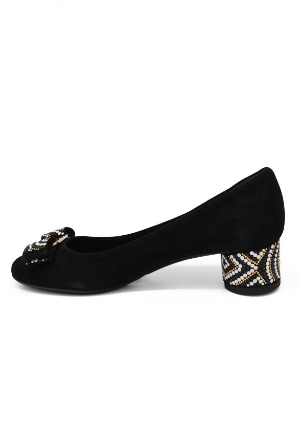 Luxury Shoes For Women   Salvatore Ferragamo Pumps In Black Suede商品第3张图片规格展示