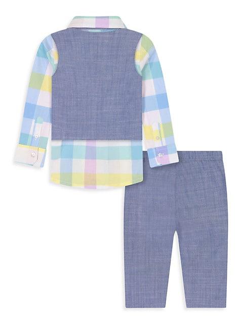 Baby Boy's 2-Piece Chambray Vest Suit Set商品第2张图片规格展示