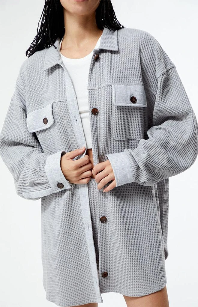 商品PacSun|Waffle Boyfriend Button Up Lounge Shacket,价格¥317,第2张图片详细描述