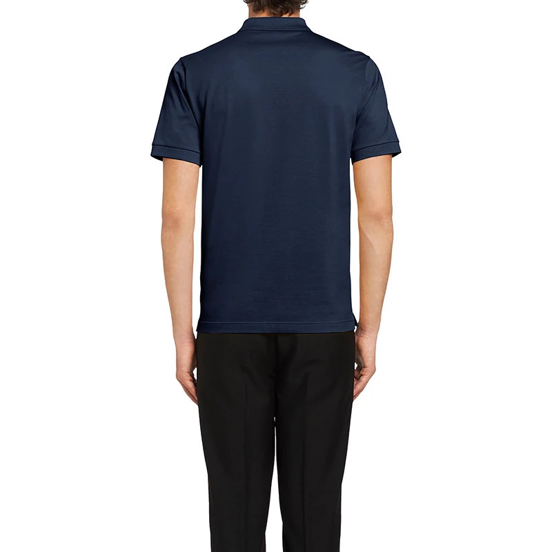 商品Prada|【预售3-7天】PRADA/普拉达 22年春夏新款 男士蓝色纯珠地棉三角徽标短袖Polo衫UJN444_XGS_F0124_S_181,价格¥4058,第6张图片详细描述