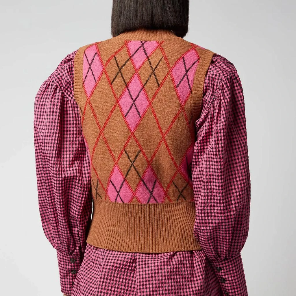 商品Ganni|Ganni Women's Harlequin Knit Sweater Vest - Tiger's Eye,价格¥901,第2张图片详细描述