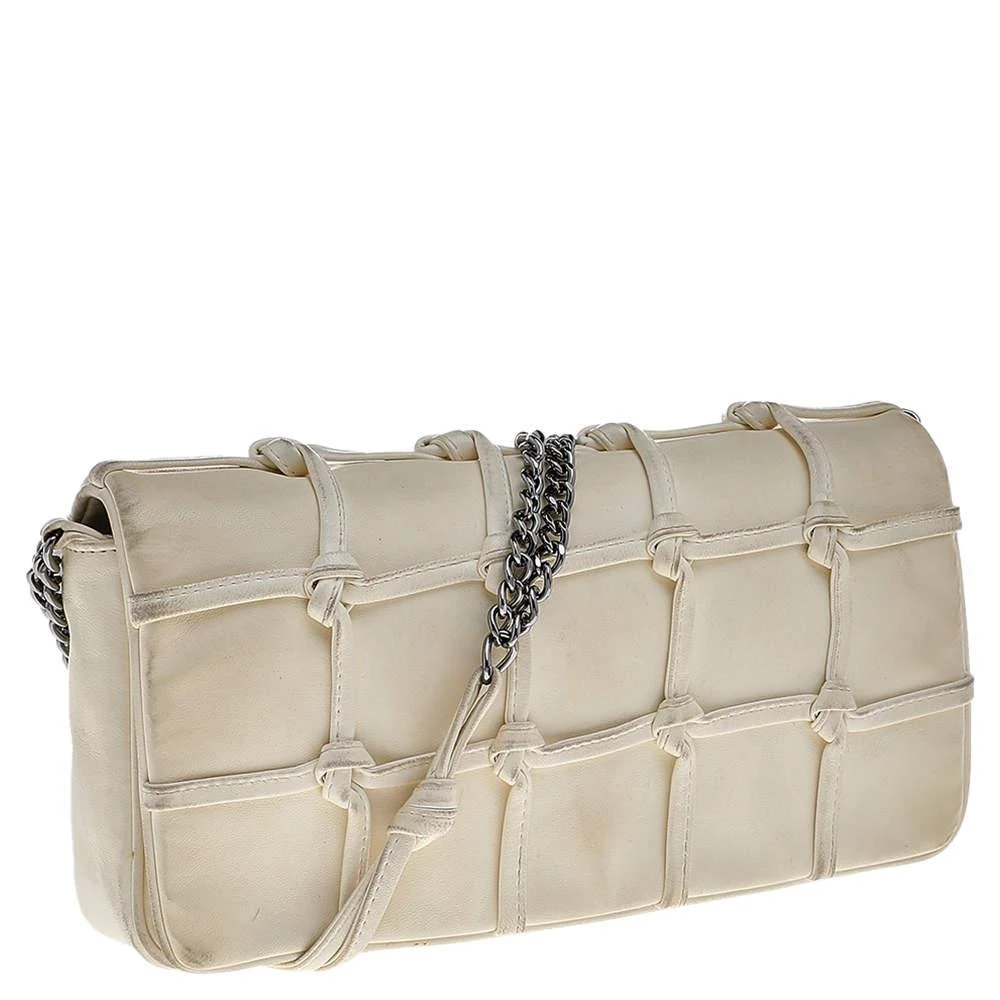 商品[二手商品] Chanel|Chanel White Leather Knotted Flap CC Chain Shoulder Bag,价格¥4690,第3张图片详细描述