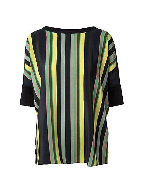 商品Akris|Boxy Striped-Front Top,价格¥3327,第1张图片