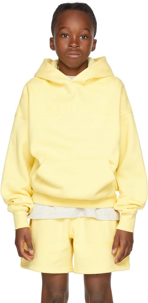 Kids Yellow Fleece Pullover Hoodie商品第2张图片规格展示