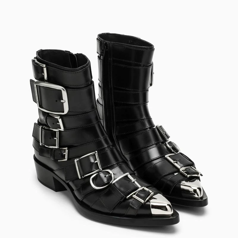 商品Alexander McQueen|Black Punk buckle boots,价格¥4677,第2张图片详细描述